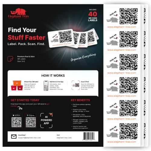 40 Smart QR Labels for Storage Bins & Inventory Tracking