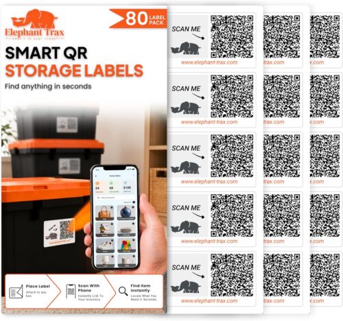 QR Code Labels for Storage Bins – 80 Smart Inventory Stickers