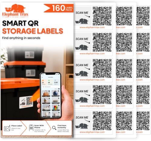 QR Code Labels for Storage Bins – 160 Smart Inventory Stickers