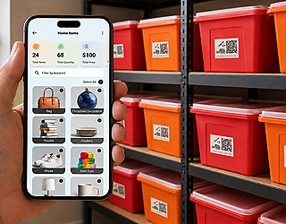 qr codes label for storage bin